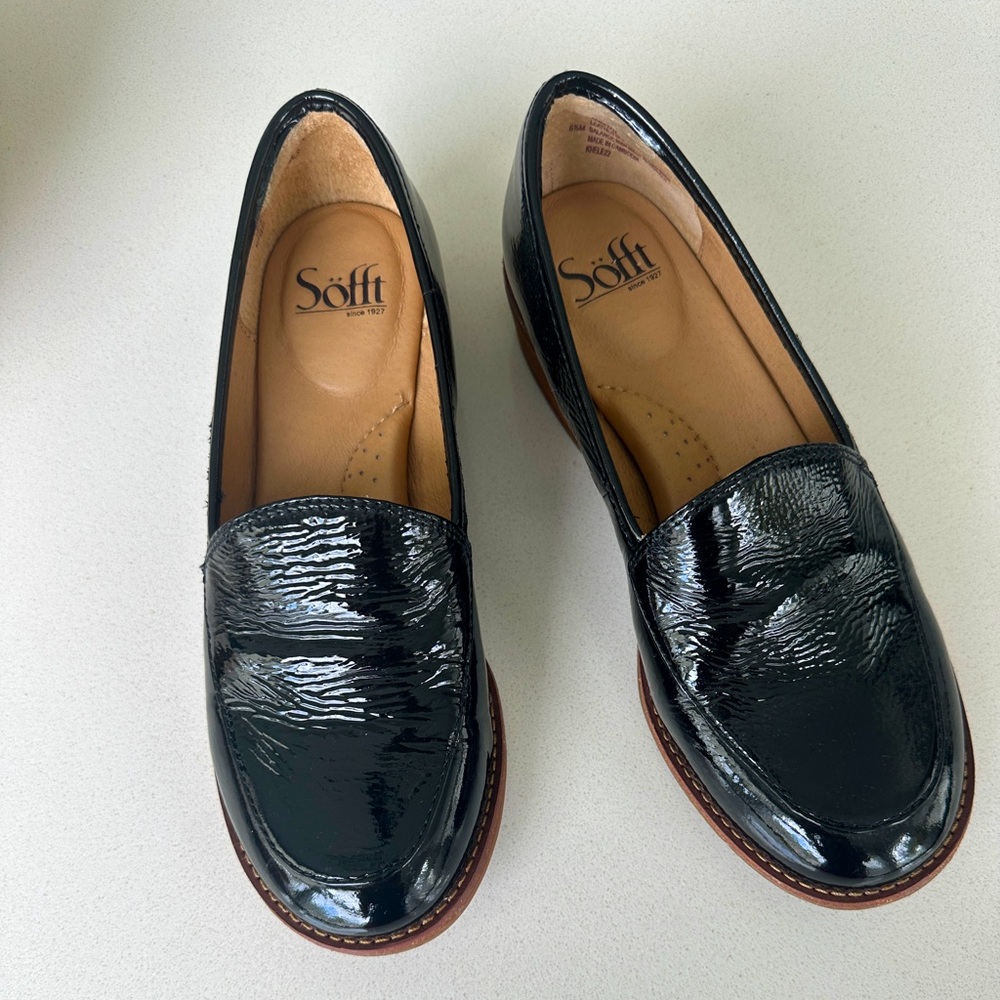 Sofft Black Patent Leather Loafers